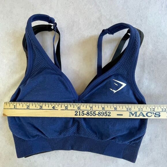 Gymshark Sports Bras Womens Size S 2 CT Black + Blue Adjustable Athletic Bras - Picture 10 of 12